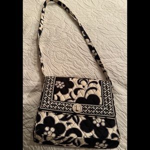 Black & White Vera Bradley Purse with Shoulder Strap